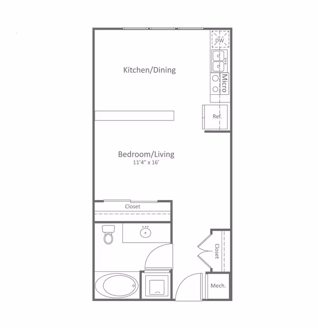 Studio • 1 Bath 1005 floor plan